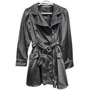 Twelve by Twelve black zip up trench coat size S